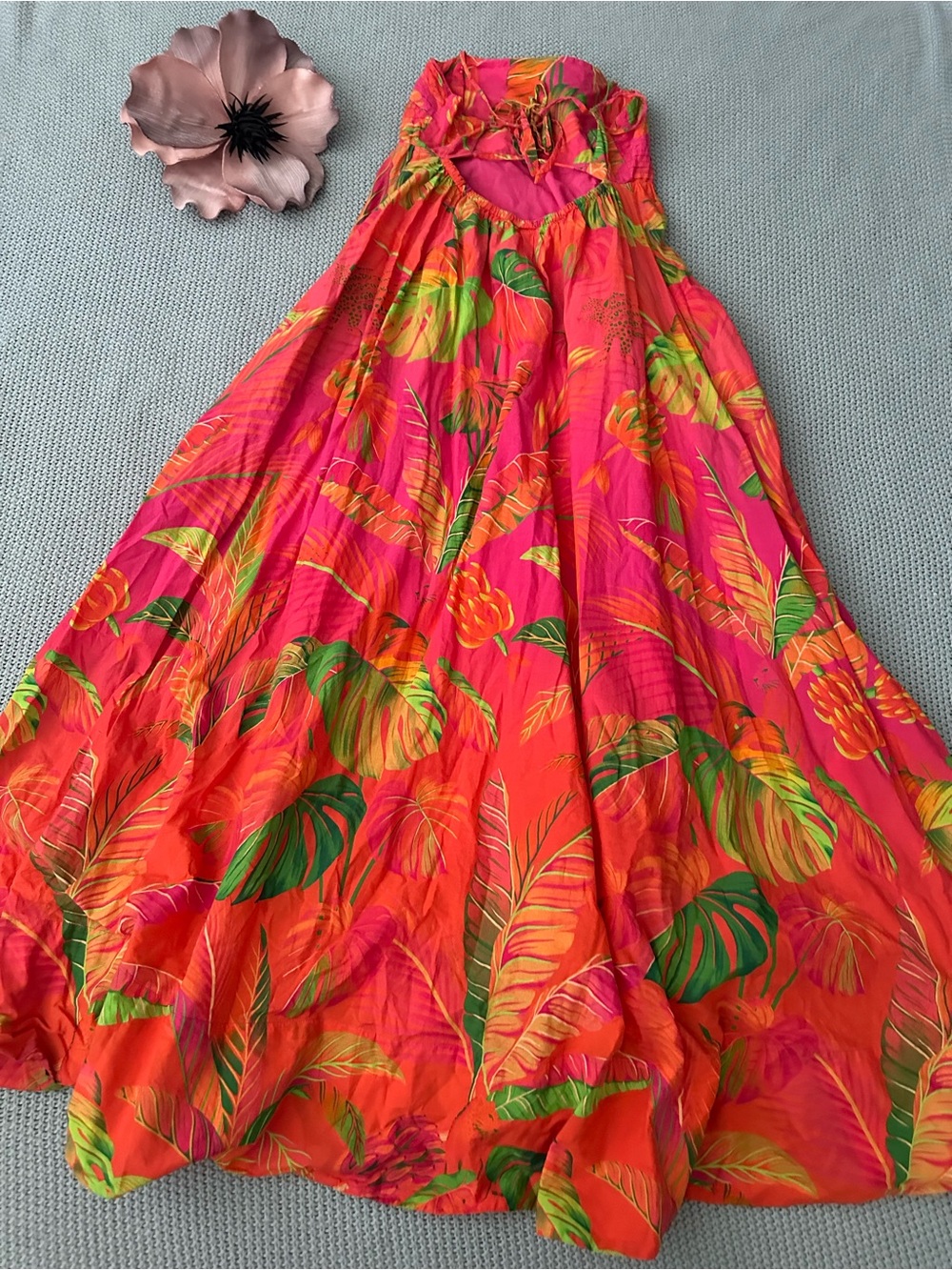 Farm Rio Ombré Forest Maxi Dress Pink Orange Multicolor Small Tropical Beach - Picture 7 of 13